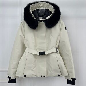 Moncler Ivory Puffer Jacket with Black Fur Trim